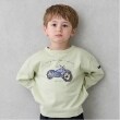プティマイン(petit main)の乗り物アップリケ長袖Tシャツ ライトグリーン(120)