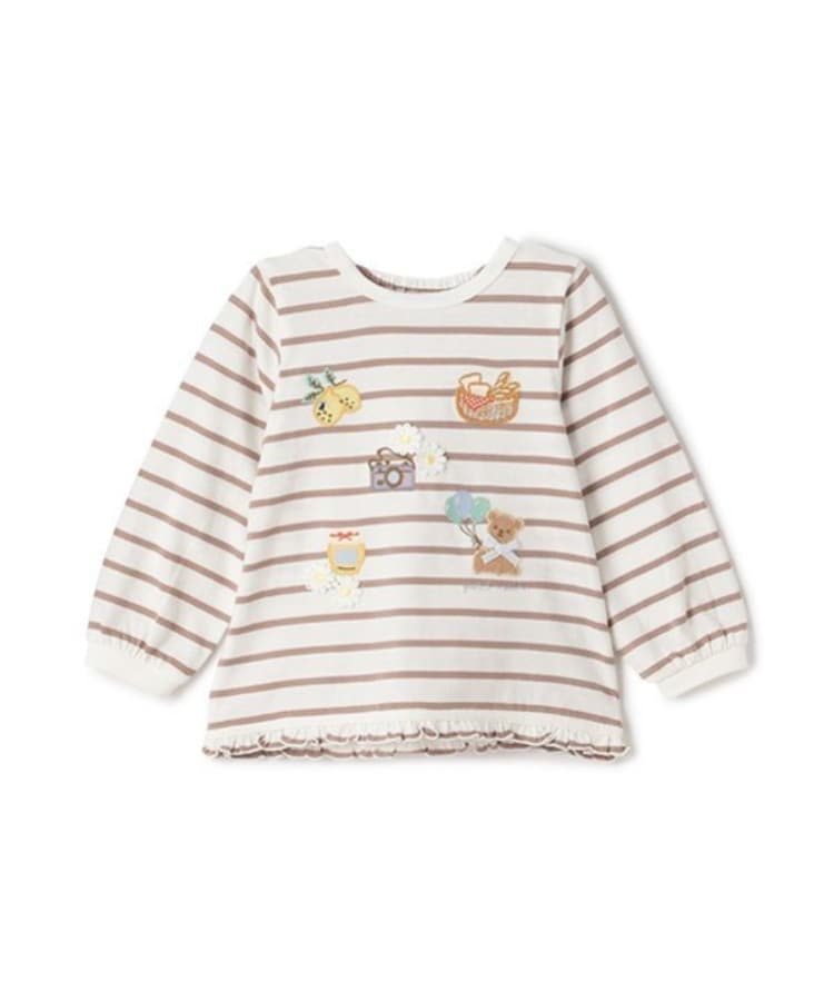 プティマイン(petit main)のpuputeteアップリケTシャツ モカブラウン(142)
