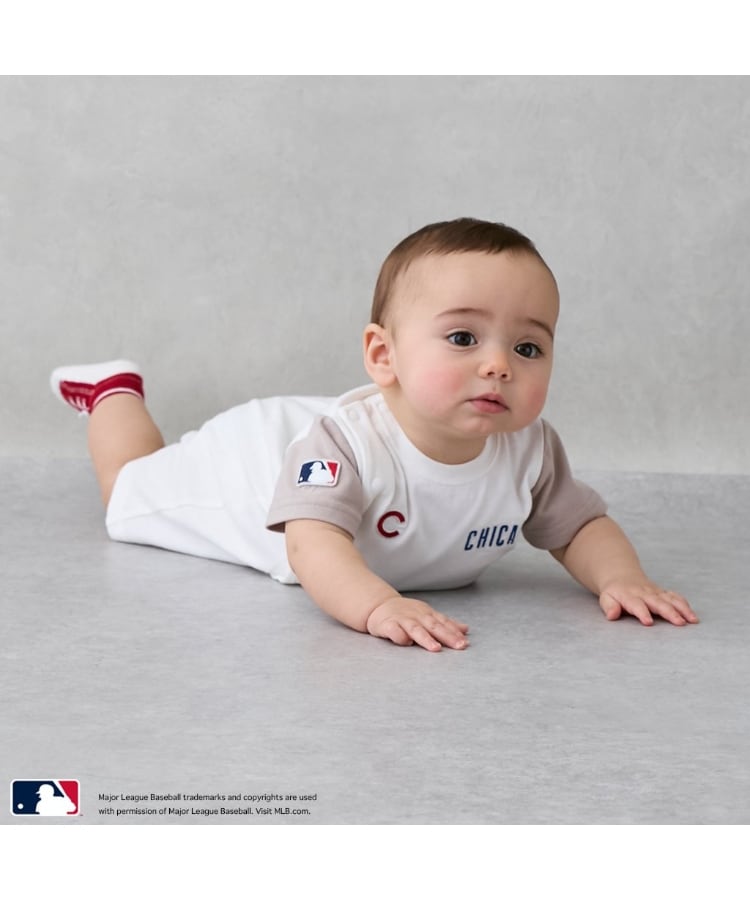 プティマイン(petit main)の【MLB】ワッペンカバーオール アイボリー(104)