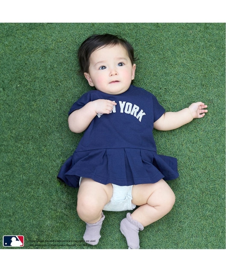 プティマイン(petit main)の【MLB】スカートつきロンパース ネイビー(094)