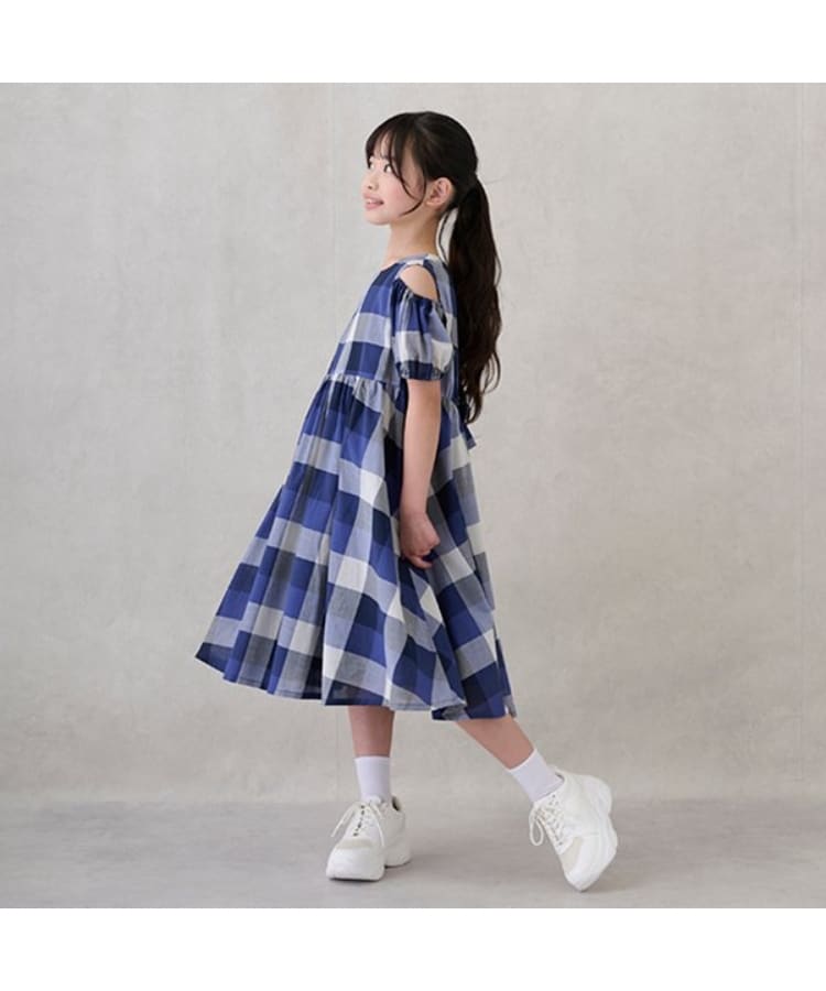 リンク】肩あきチェックワンピース(ジュニアサイズ)(ミドル リンク】肩あきチェックワンピース(ジュニアサイズ)(ミドル