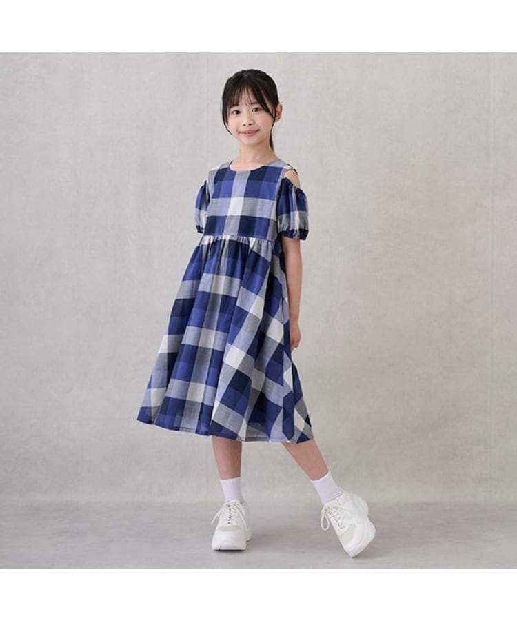 リンク】肩あきチェックワンピース(ジュニアサイズ)(ミドル リンク】肩あきチェックワンピース(ジュニアサイズ)(ミドル