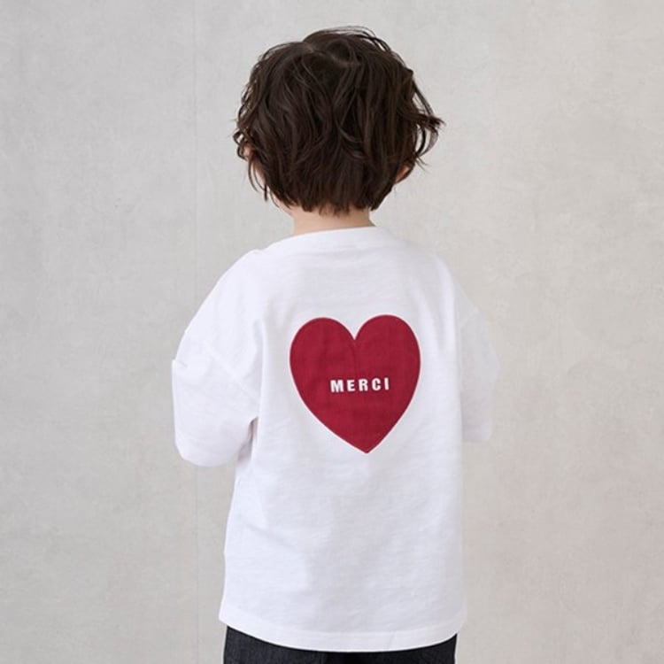 プティマイン(petit main)の【防汚加工】背中ハート半袖Tシャツ Ｔシャツ