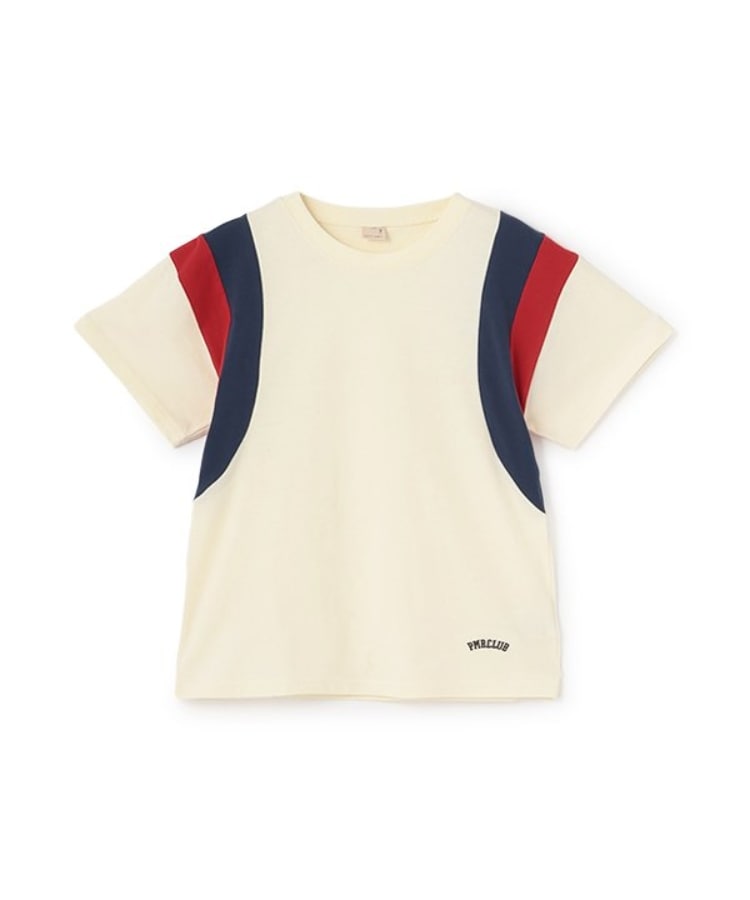 プティマイン(petit main)の【WEB限定】【接触冷感】袖ライン配色Tシャツ ライトイエロー(030)