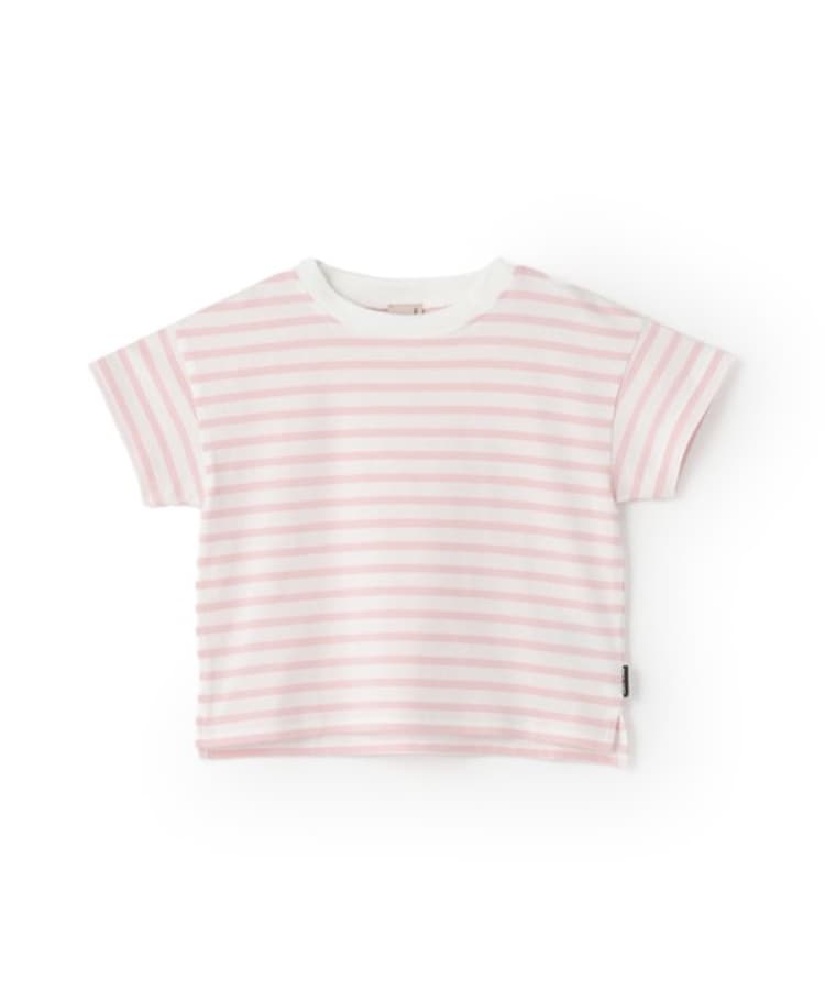 プティマイン(petit main)の【GOODPRICE冷感】ボーダー半袖Tシャツ ピンク(071)