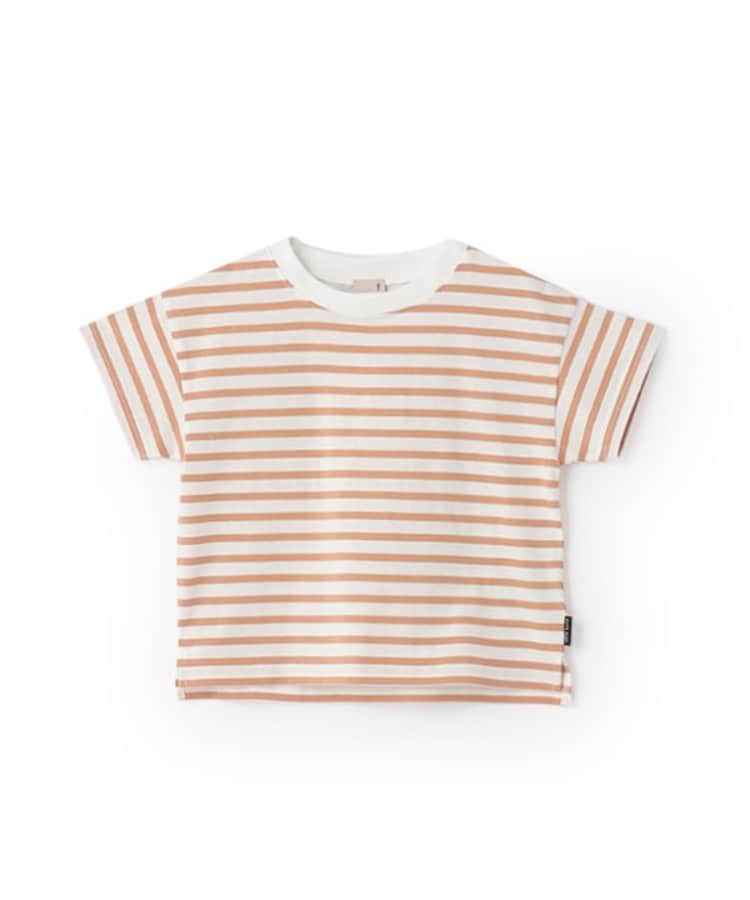 プティマイン(petit main)の【GOODPRICE冷感】ボーダー半袖Tシャツ モカブラウン(242)