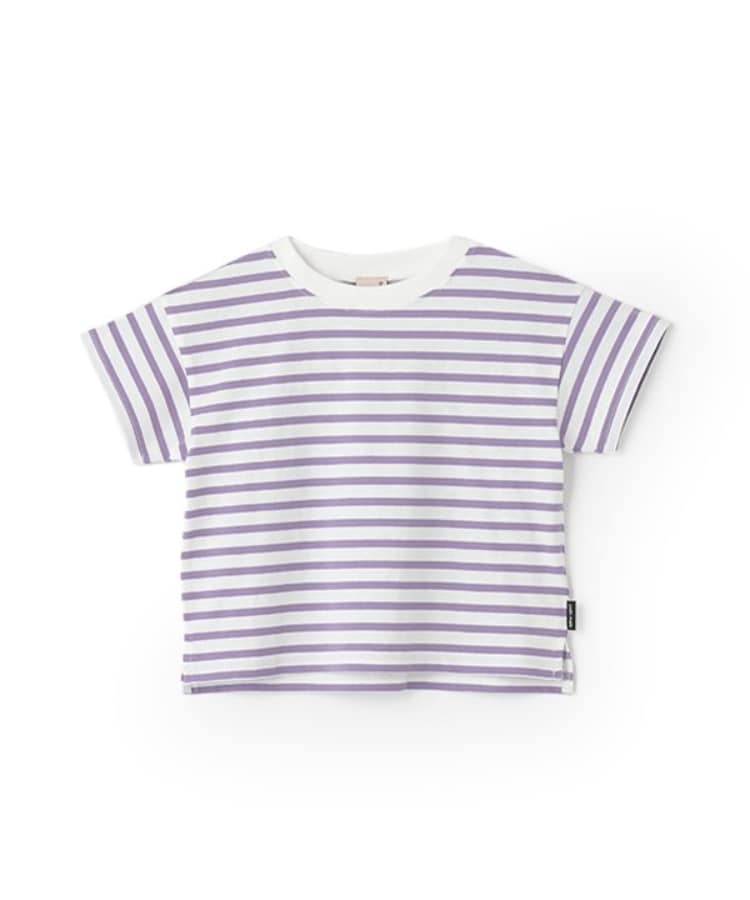 プティマイン(petit main)の【GOODPRICE冷感】ボーダー半袖Tシャツ パープル(081)