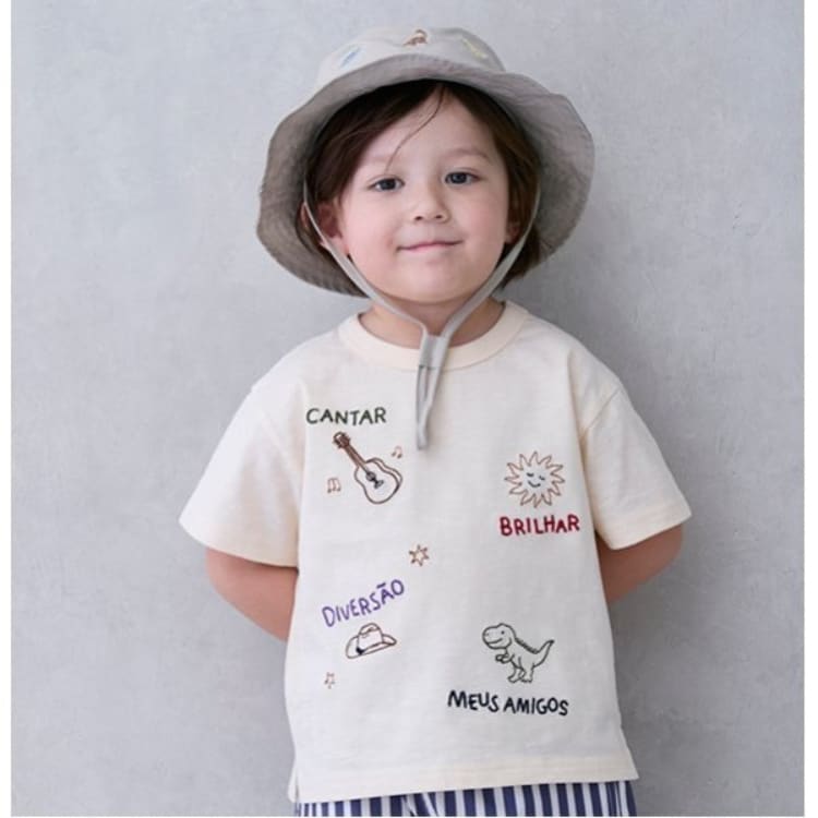 プティマイン(petit main)の【接触冷感】モチーフロゴ刺しゅう半袖Tシャツ Ｔシャツ