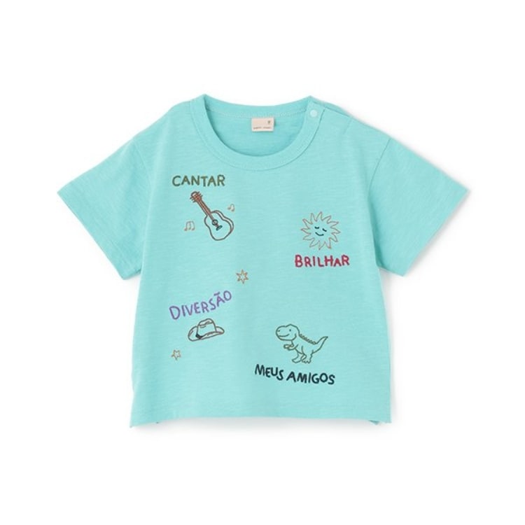 プティマイン(petit main)の【接触冷感】モチーフロゴ刺しゅう半袖Tシャツ Ｔシャツ
