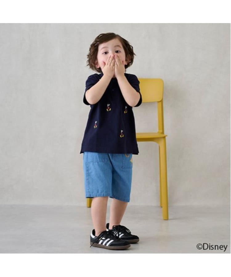 プティマイン(petit main)の【Disney】刺しゅうハーフパンツ ブルー(091)
