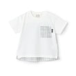 プティマイン(petit main)のギンガムポケット半袖Tシャツ オフホワイト(003)