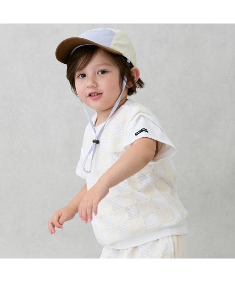 プティマイン(petit main)のスクエア刺しゅうドッキング半袖Tシャツ2