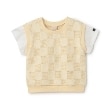 プティマイン(petit main)のスクエア刺しゅうドッキング半袖Tシャツ ライトイエロー(030)