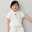 プティマイン(petit main)のスクエア刺しゅうドッキング半袖Tシャツ ホワイト(101)