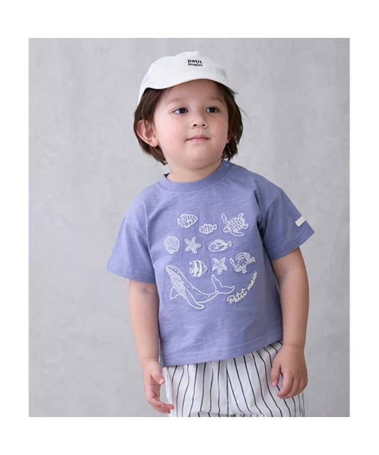 プティマイン(petit main)の【接触冷感】海刺しゅう半袖Tシャツ(キッズサイズ)2