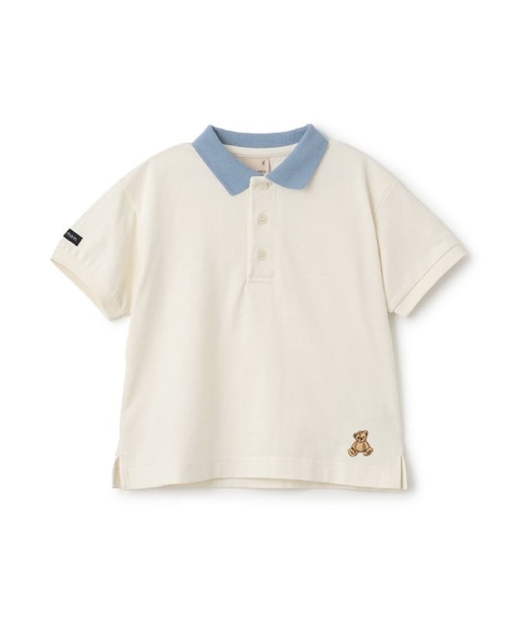 プティマイン(petit main)の【接触冷感】ポロ衿配色半袖Tシャツ ホワイト(201)
