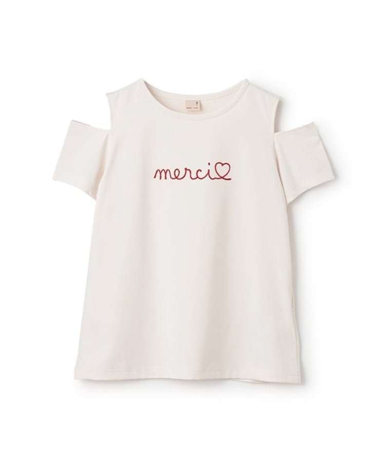 プティマイン(petit main)の【水陸両用】ロゴ刺しゅうTシャツ(ジュニア) アイボリー(104)