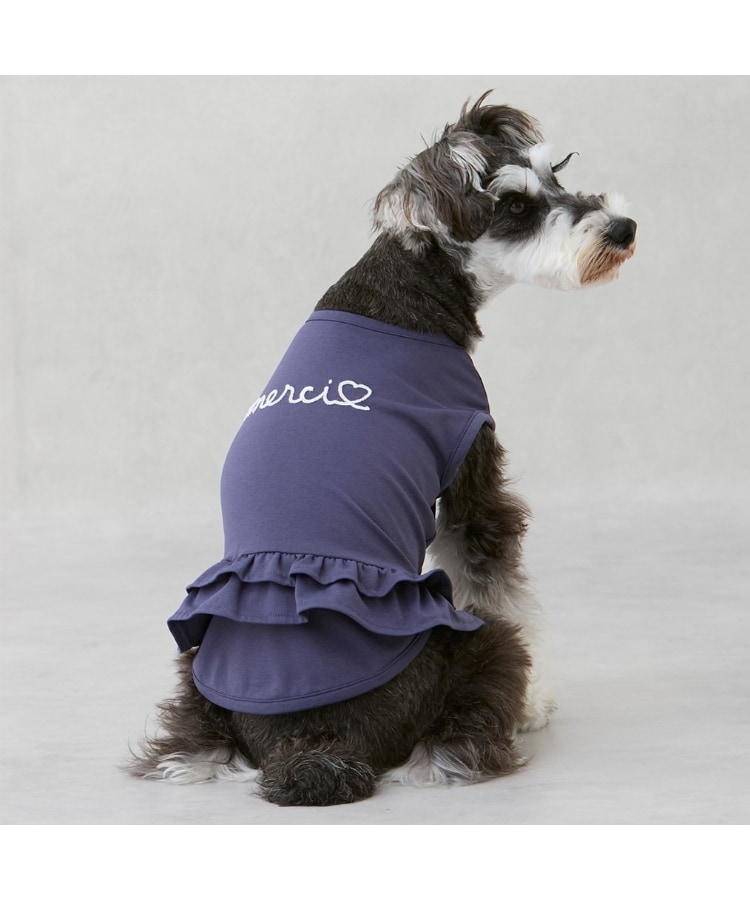 プティマイン(petit main)の【リンク】【DOG】【水陸】フリルタンク ネイビー(094)