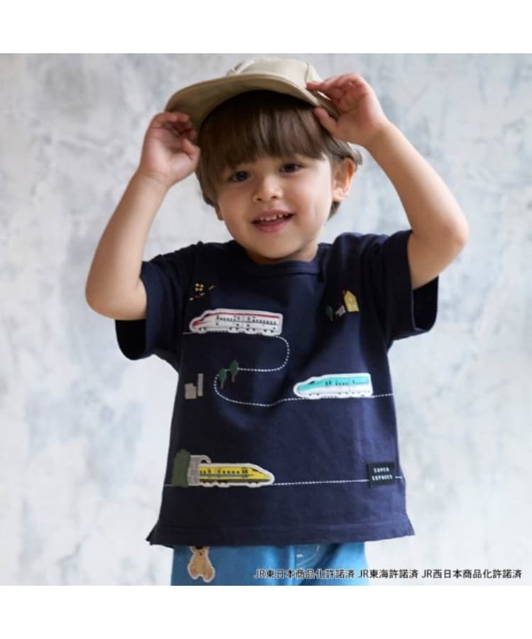 プティマイン(petit main)の【新幹線】線路半袖Tシャツ2