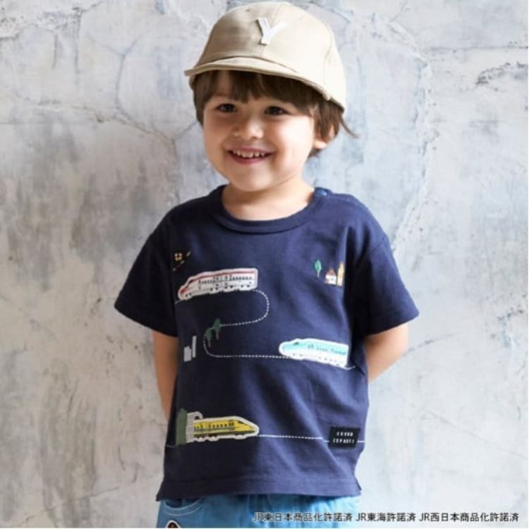 プティマイン(petit main)の【新幹線】線路半袖Tシャツ Ｔシャツ