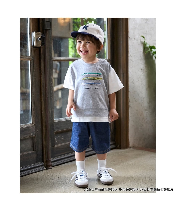 プティマイン(petit main)の【新幹線】袖配色半袖Tシャツ4