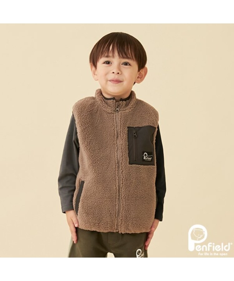 プティマイン(petit main)の【Penfield】ボアベスト モカブラウン(142)