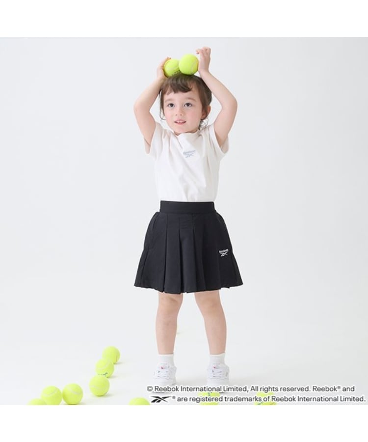 プティマイン(petit main)の【Reebok】ロゴプリーツスカパン ブラック(219)