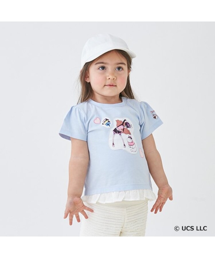 プティマイン(petit main)の【ミニオン】裾フリルTシャツ ブルー(192)