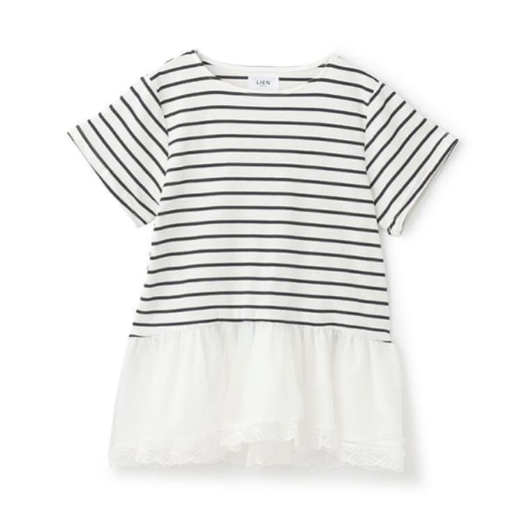 プティマイン リアン(petit main LIEN)の【リンク】シアーペプラムドッキングT Ｔシャツ