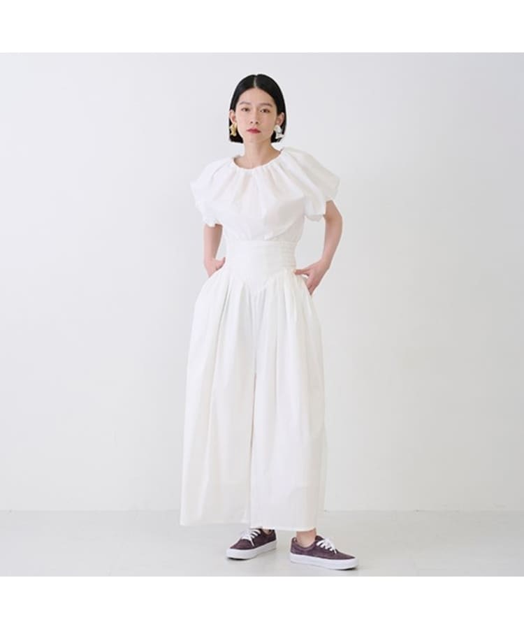 プティマイン リアン(petit main LIEN)の【LADIES】ワイドパンツ オフホワイト(003)
