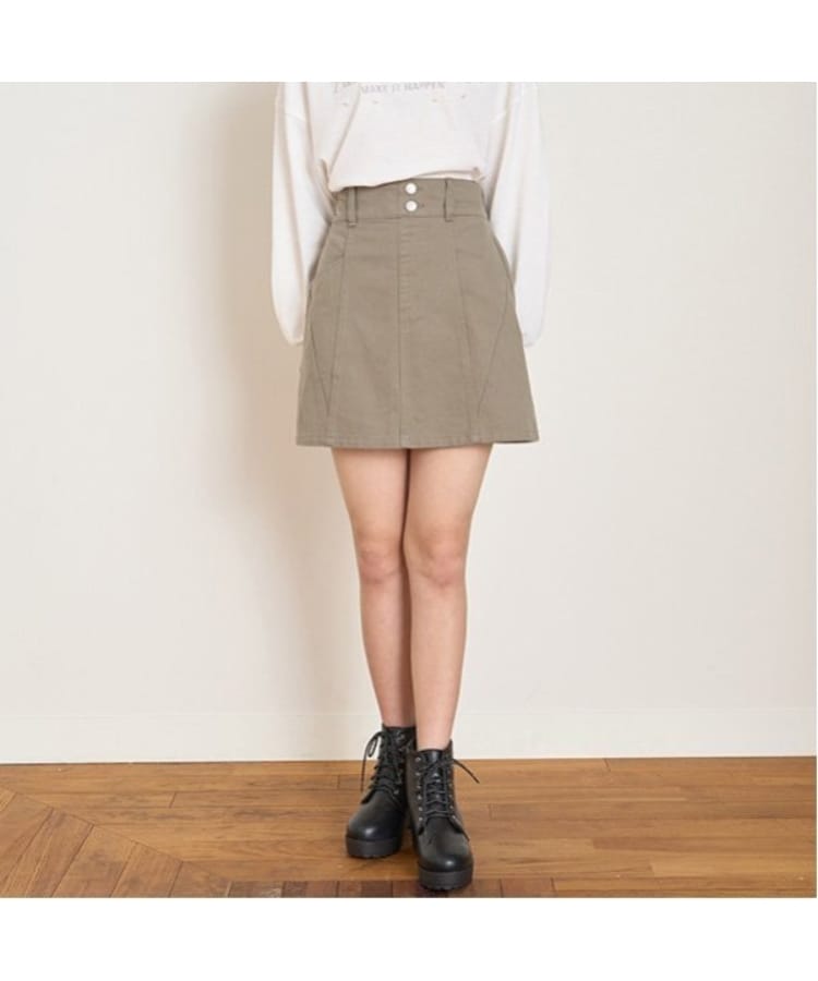 ラブトキシック・エル ティー エックス シー(Lovetoxic LTXC)の【GOODPRICE】切替台形スカパン カーキ(027)