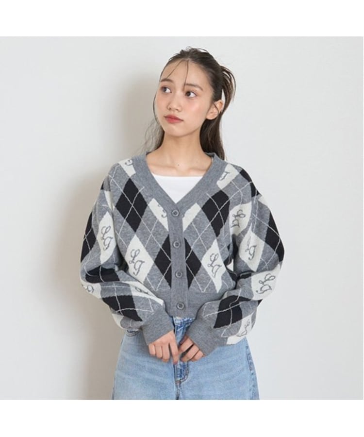 ラブトキシック・エル ティー エックス シー(Lovetoxic LTXC)の【洗える】アーガイルカーディガンインナーSET グレー(012)