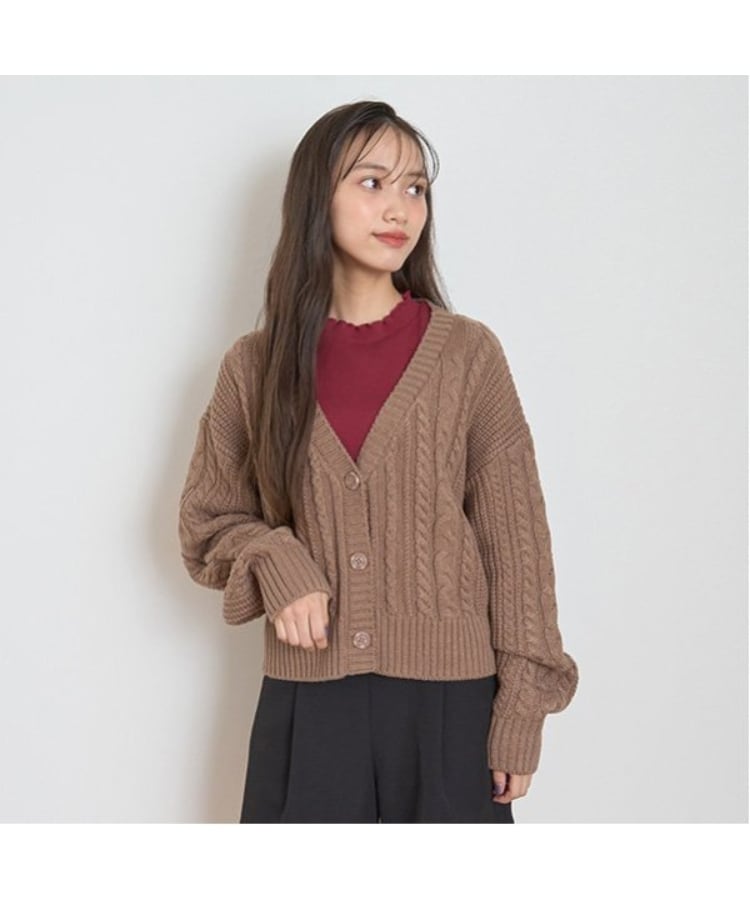 ラブトキシック・エル ティー エックス シー(Lovetoxic LTXC)の【洗える】ケーブルニットカーディガン モカブラウン(142)