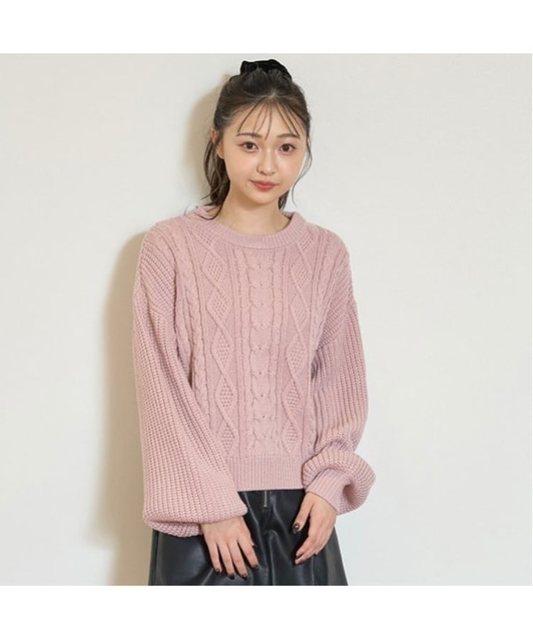 ラブトキシック・エル ティー エックス シー(Lovetoxic LTXC)の【GOODPRICE】ケーブルニットプルオーバー ピンク(071)