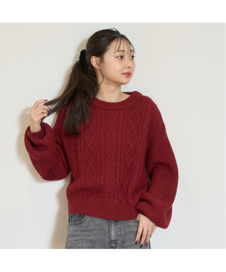 ラブトキシック・エル ティー エックス シー(Lovetoxic LTXC)の【GOODPRICE】ケーブルニットプルオーバー ボルドー(164)