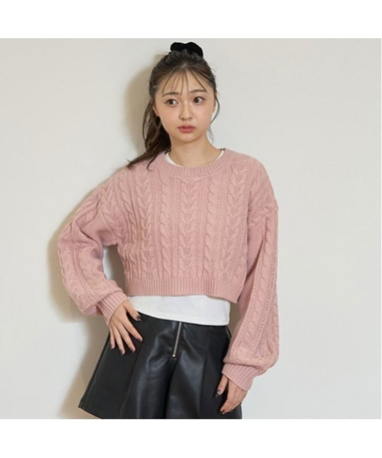 ラブトキシック・エル ティー エックス シー(Lovetoxic LTXC)のインナーつきクロップドニット ピンク(071)