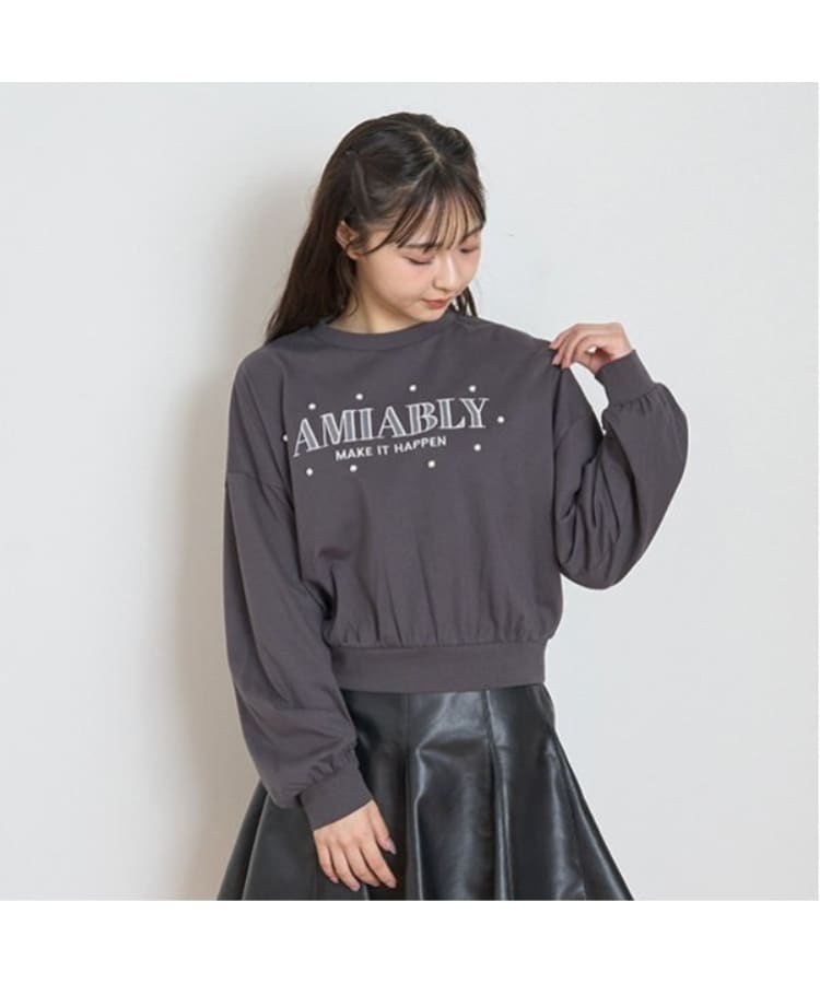 ラブトキシック・エル ティー エックス シー(Lovetoxic LTXC)のオーガビッツチュールアップリケ長袖Tシャツ チャコールグレー(013)