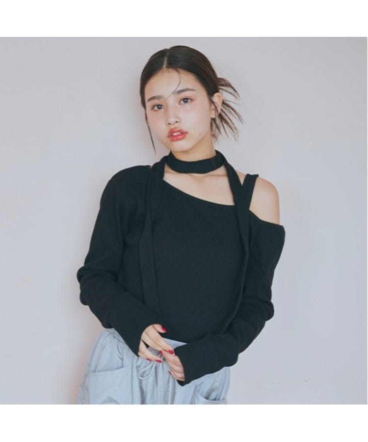 ラブトキシック・エル ティー エックス シー(Lovetoxic LTXC)の【DHOLIC】ボウタイつき長Tシャツ ブラック(219)