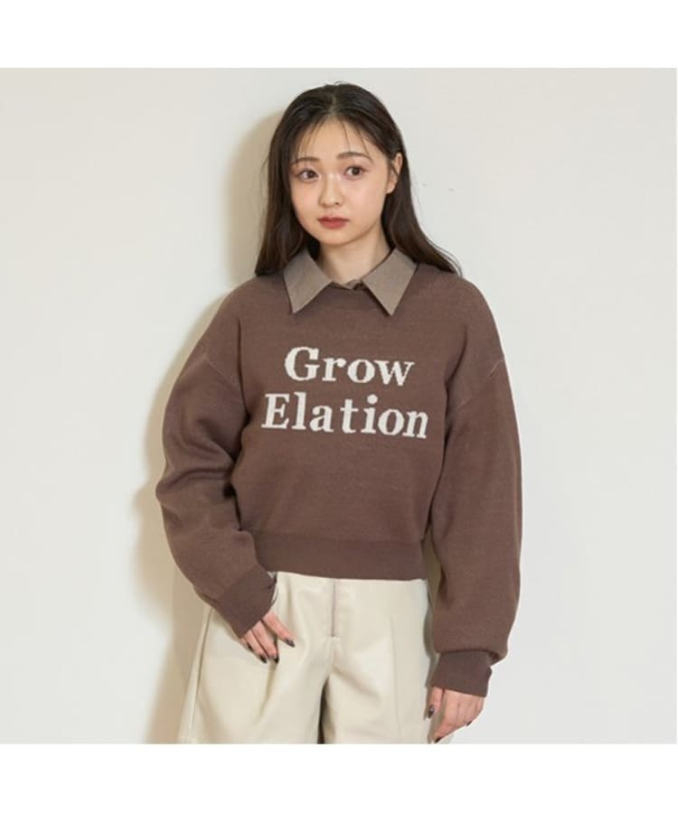 ラブトキシック・エル ティー エックス シー(Lovetoxic LTXC)の【GOODPRICE】ジャガードクロップドニット ブラウン(043)