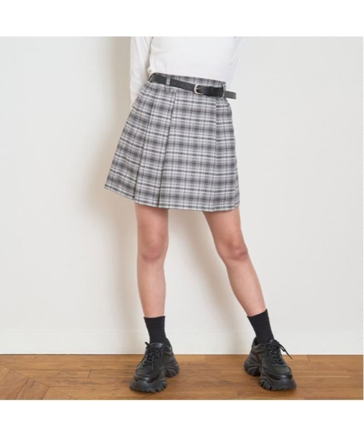 ラブトキシック・エル ティー エックス シー(Lovetoxic LTXC)の【GOODPRICE】ベルトつきチェックプリーツスカパン グレー(012)