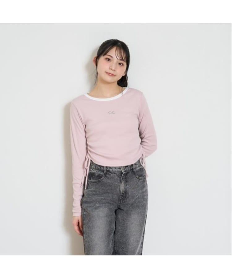 ラブトキシック・エル ティー エックス シー(Lovetoxic LTXC)のサイドドロスト長袖Tシャツ ピンク(071)