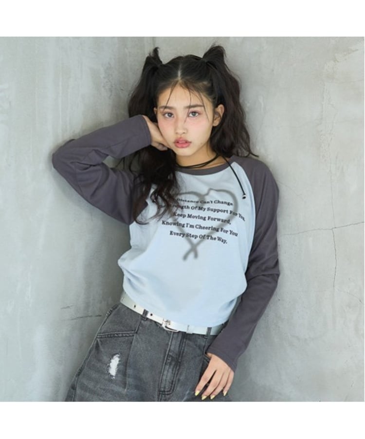 ラブトキシック・エル ティー エックス シー(Lovetoxic LTXC)の【LTXC】アソートラグラン長袖Tシャツ サックスブルー(090)