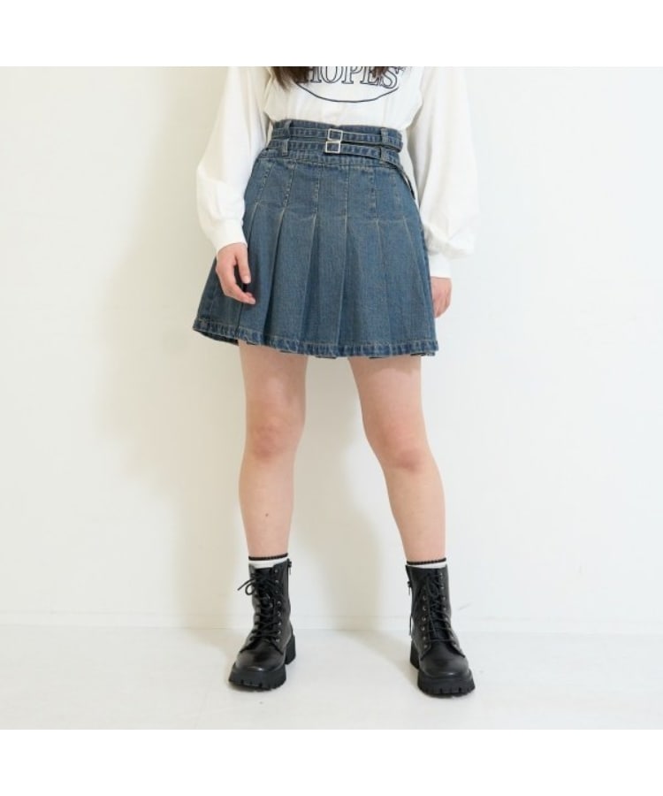 ラブトキシック・エル ティー エックス シー(Lovetoxic LTXC)の【LTXC】Wベルトデニムプリーツスカート ネイビー(094)