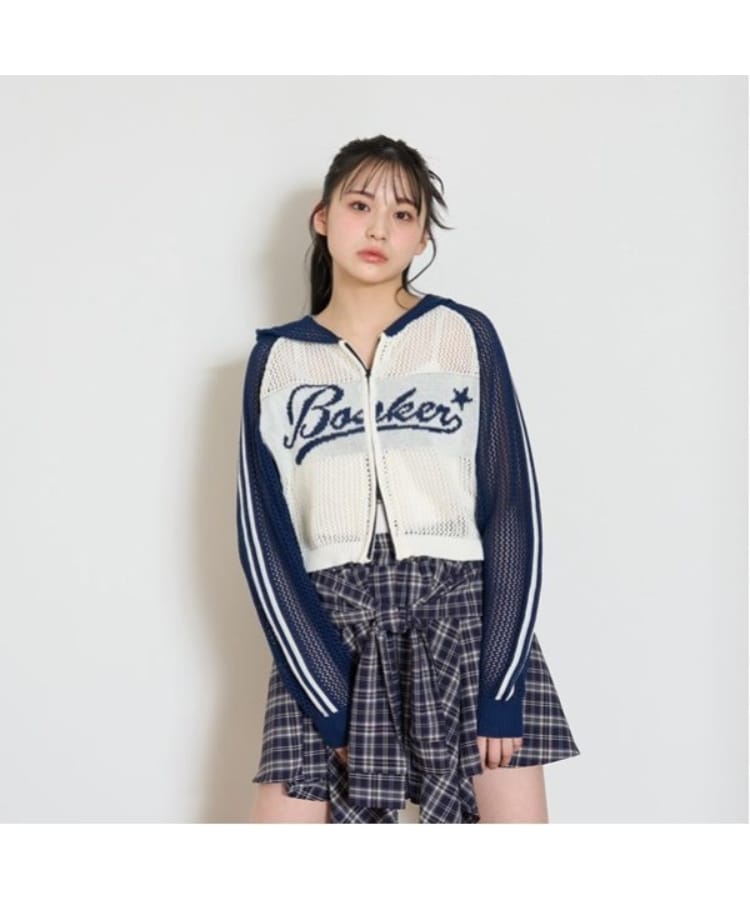 ラブトキシック・エル ティー エックス シー(Lovetoxic LTXC)の【LTXC】メッシュラグランZIPニット ネイビー(094)