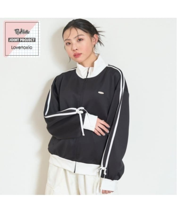 ラブトキシック・エル ティー エックス シー(Lovetoxic LTXC)の【Lovetoxic×PINK-latte 共同企画】ラインリボントラックジャケット ブラック(219)