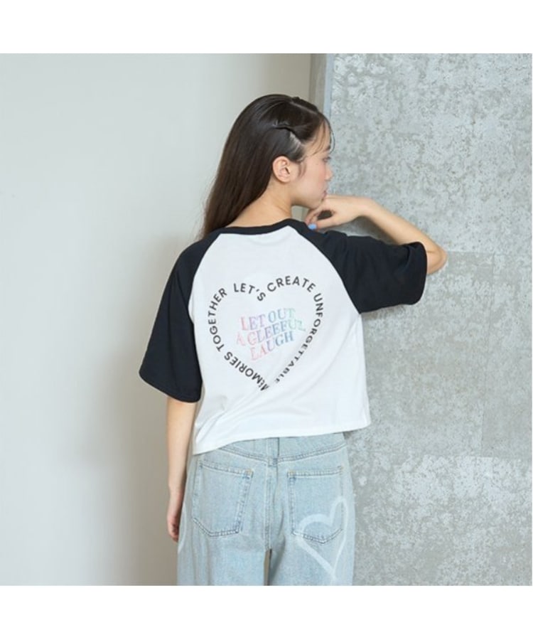 ラブトキシック・エル ティー エックス シー(Lovetoxic LTXC)のハートラグラン五分袖Tシャツ オフホワイト(003)