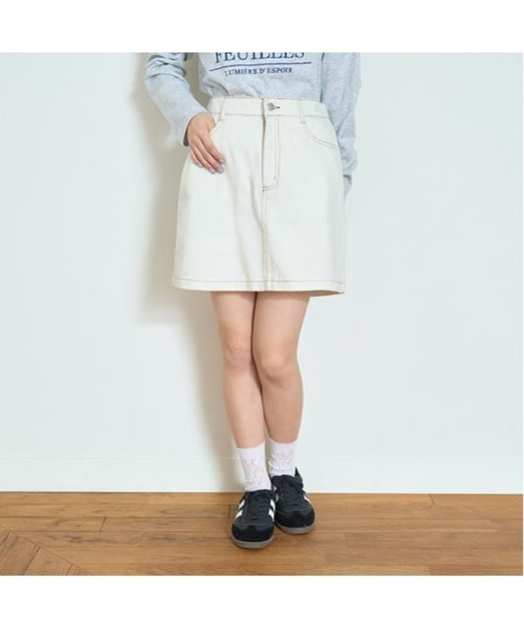 ラブトキシック・エル ティー エックス シー(Lovetoxic LTXC)の【ベーシック】デニム・ツイル台形スカパン オフホワイト(003)