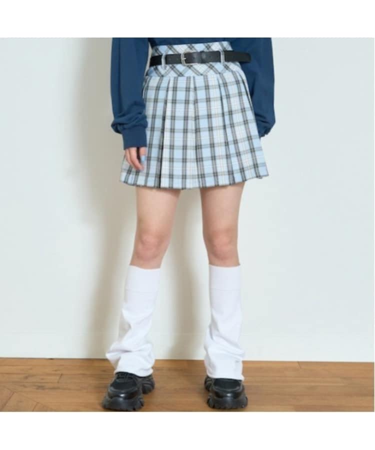 ラブトキシック・エル ティー エックス シー(Lovetoxic LTXC)の【新色入荷】ベルト付チェックプリーツスカ-ト サックスブルー(090)