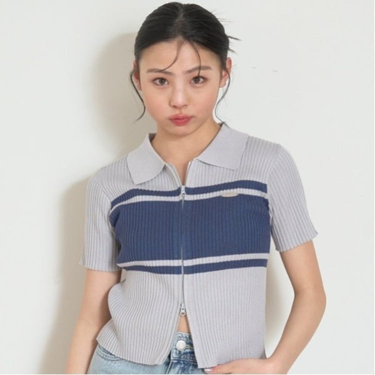 ラブトキシック・エル ティー エックス シー(Lovetoxic LTXC)の【アラエル】半袖ZIPニット ニット/セーター