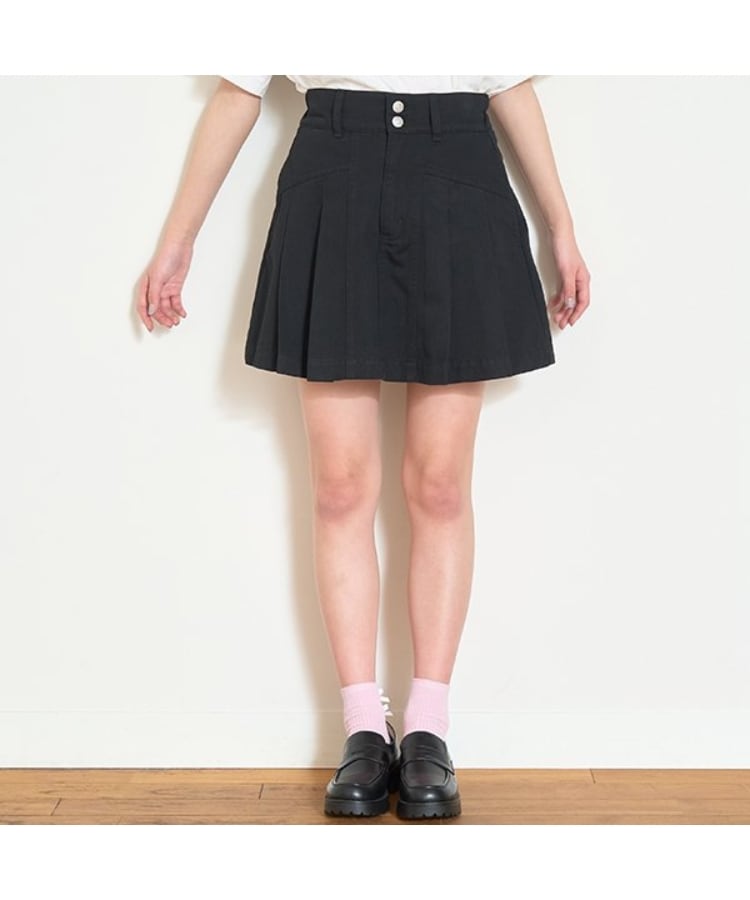 ラブトキシック・エル ティー エックス シー(Lovetoxic LTXC)の美脚見えデニムプリーツスカート ブラック(219)